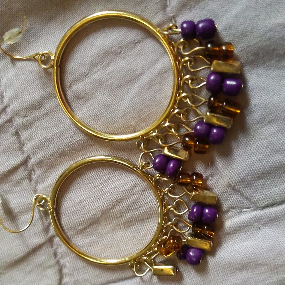 Purple gold hoop earrings